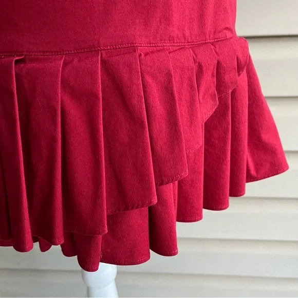 •LOFT• Woven Stretch Pleated Flounce Skirt -Size 6 - Picture 3 of 7
